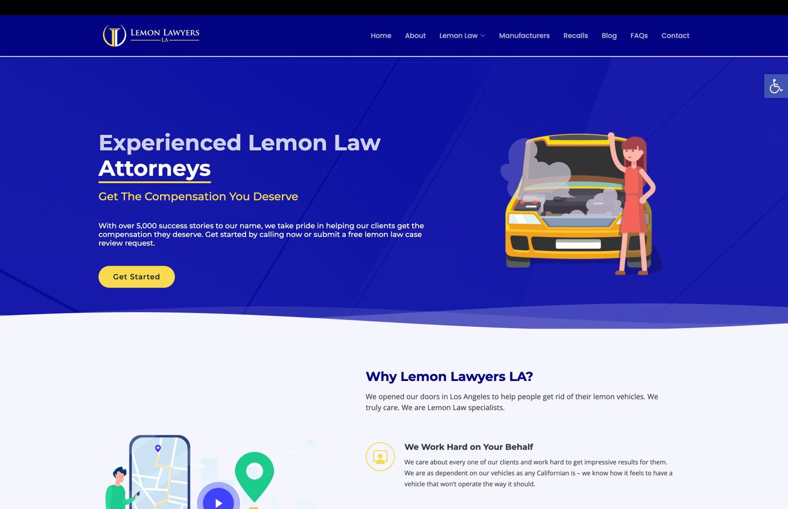Homepage of lemonlawyers-la.com